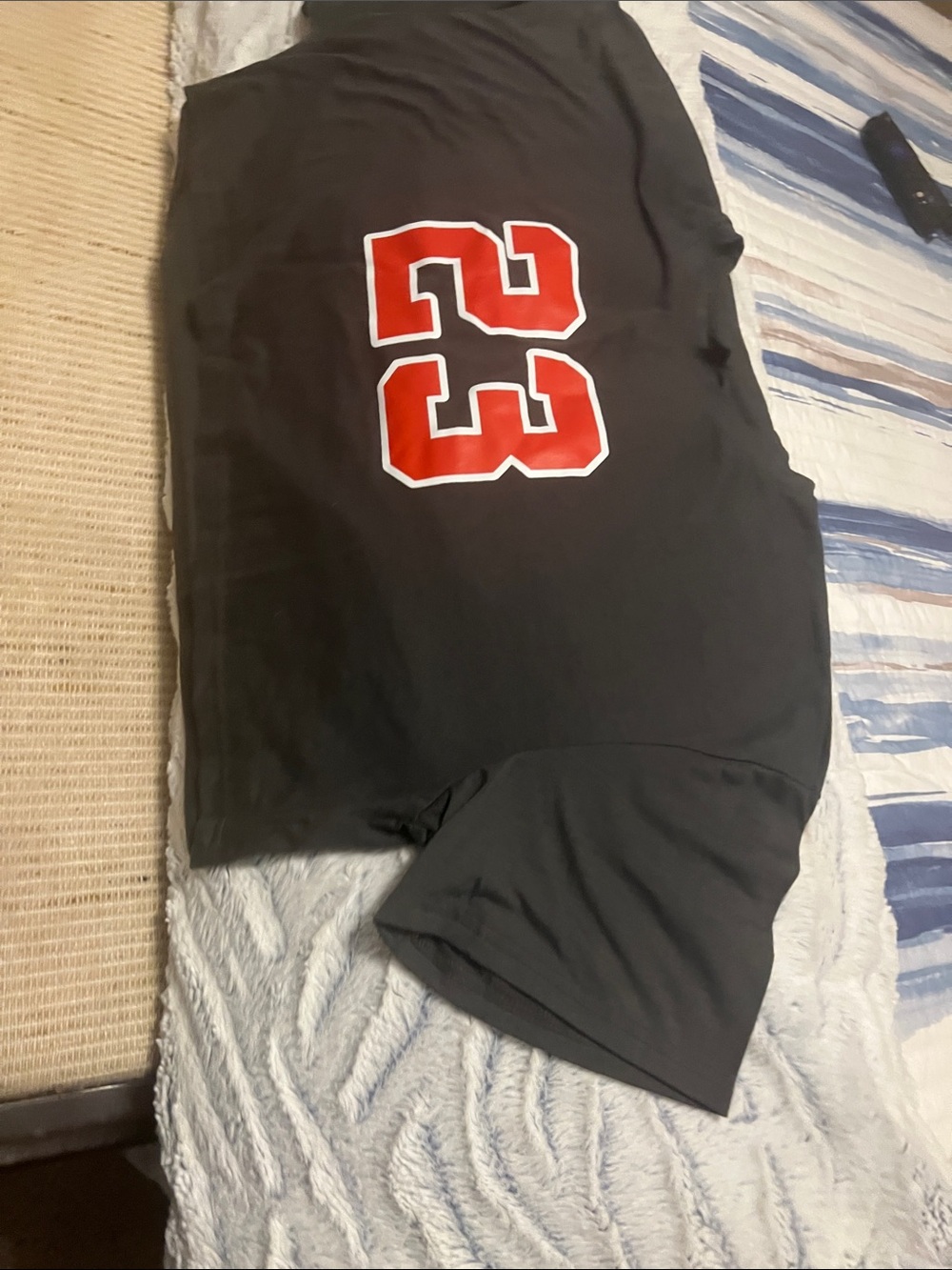 Black Crop Top with Red '23' Graphic